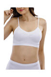 Kadın Beyaz Ip Askılı Seamless Dikişsiz Pedli Büstiyer 15000