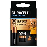 Duracell Optimum Alkalin AA Kalem Pil 1,5V 4'lü Paket (MX1500)