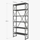 Modern Tarz Ahşap Metal 5 Raflı Kitaplık 80x30x180