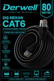 80 METRE CAT6 Dış Mekan Outdoor Ethernet Kablosu 23 AWG 0.57mm Kalın Saf Bakır İnternet Ağ Kablosu Yüksek Hızlı Veri İletimi Su Geçirmez UV Korumalı Dayanıklı Siyah Modem Router Switch Patch Kablo