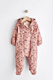 Next Baby Pembe Desenli Tam Polar Astarlı Astronot Tulum