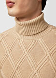 Alpha Studio Balıkçı Yaka Slim Fit Bej Erkek Kazak AU-7051G TURTLE NECK