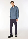 Alpha Studio Bağlamalı Bel Normal Paça Slim Fit Mavi Erkek Pantolon AU-7371Q PANT WOVEN