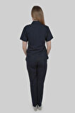 LACİVERT LİKRALI POLO YAKA HEMŞİRE DOKTOR FORMASI LİKRALI SCRUBS