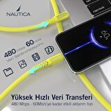 Nautica C50 USB-C to Lightning PD 20W Hızlı Şarj ve Data Kablosu 2.1M Sarı