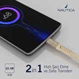 Nautica C20 Type-C to USB-A 22.5W Hızlı Şarj ve Data Kablosu 1.2M Pembe