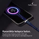 Nautica C55 PD USB-C to Lightning 20W Led Işıklı Şarj ve Data Kablosu 1.2M Navy