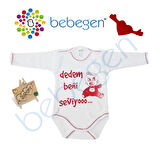 Dedem Beni Seviyoo Bebek Zıbını Uzun Kollu Kırmızı Yazılı