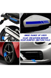 18-21 Inch için Jant ve Dikiz Aynası Sticker Seti (6 Parça) – Jantlar Dekoratif Etiket Sticker - Reflektif Serisi - Mavi