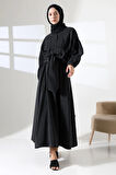 Kadın 100% Pamuk Modal Siyah Gömlek Etek Tesettür Takım