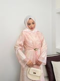 Silk Model Kemerli Bilek Büzgü Desen Detaylı Kadın Elbise