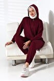 Kadın Mevsimlik Alt ve Üst Rahat Mürdüm Spor Tesettür Takım
