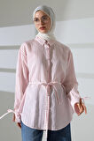 Kadın Modal Dokuma Kumaş Pembe Tesettür Gömlek