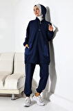 Kadın Mevsimlik Penye Alt Üst Spor ve Rahat Lacivert Tesettür Takım