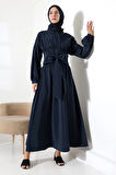 Kadın 100% Pamuk Modal Lacivert Gömlek Etek Tesettür Takım