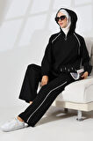 Kadın Siyah Mevsimlik Penye Alt Üst Spor Ve Rahat Ikili Tunik Pantolon Şık Tesettür Takım
