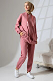Kadın Pudra Mevsimlik Penye Alt Üst Spor ve Rahat Tesettür Takım