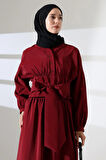 Kadın 100% Pamuk Modal Bordo Gömlek Etek Tesettür Takım