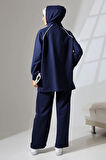 Kadın Lacivert Mevsimlik Penye Alt Üst Spor Ve Rahat Ikili Tunik Pantolon Şık Tesettür Takım