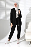 Kadın Mevsimlik Alt Üst Rahat Siyah Spor Ikili Tunik Pantolon Şık Tesettür Takım