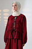 Kadın 100% Pamuk Modal Bordo Gömlek Etek Tesettür Takım