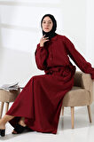 Kadın 100% Pamuk Modal Bordo Gömlek Etek Tesettür Takım