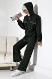 Kadın Mevsimlik Penye Alt Üst Spor Ve Rahat Haki Ikili Tunik Pantolon Şık Tesettür Takım