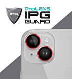 iPhone 14 / 14 Plus için IPG ProLENS Kamera Lens Koruyucu Alüminyum CD Çerçeveli, Kırılmaz Cam