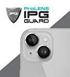 iPhone 14 / 14 Plus için IPG ProLENS Kamera Lens Koruyucu Alüminyum CD Çerçeveli, Kırılmaz Cam
