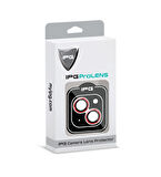 iPhone 15 / 15 Plus için IPG ProLENS Kamera Lens Koruyucu Alüminyum CD Çerçeveli, Kırılmaz Cam