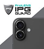 iPhone 16 / 16 Plus için IPG ProLENS Kamera Lens Koruyucu Alüminyum CD Çerçeveli, Kırılmaz Cam