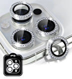 iPhone 14 Pro / Pro Max için IPG ProLENS Kamera Lens Koruyucu Elmas Taşlı Çerçeveli, Kırılmaz Cam