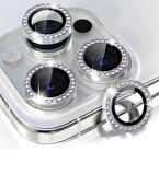 iPhone 14 Pro / Pro Max için IPG ProLENS Kamera Lens Koruyucu Elmas Taşlı Çerçeveli, Kırılmaz Cam