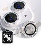 iPhone 15 / 15 Plus için IPG ProLENS Kamera Lens Koruyucu Elmas Taşlı Çerçeveli, Kırılmaz Cam
