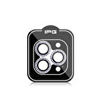 iPhone 15 Pro / Pro Max için IPG ProLENS Kamera Lens Koruyucu Elmas Taşlı Çerçeveli, Kırılmaz Cam