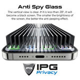 iPhone 15 Plus uyumlu IPG Privacy Hayalet Ekran Koruma Gizlilik Filtreli, Yan Görünmeyi Engelleyici
