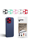 iPhone 14 Pro - Pro Max Arka Kamera Dekoratif Sticker Koruyucu Set – 5 Renk, Çizilmeye Dayanıklı Kamera Koruyucu