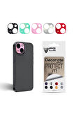 iPhone 15/15 Plus Arka Kamera Dekoratif Sticker Koruyucu Set – 5 Renk, Çizilmeye Dayanıklı Kamera Koruyucu