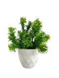 Yapay Çiçek Beyaz Saksıda Fesleğen Dekoratif Masa Çiçeği 25cm