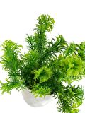 Yapay Çiçek Beyaz Saksıda Fesleğen Dekoratif Masa Çiçeği 25cm