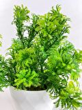 Yapay Çiçek Beyaz Saksıda Fesleğen Dekoratif Masa Çiçeği 25cm
