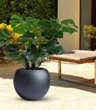 Küre Yuvarlak Top Vazo Dekoratif Saksı ANTRASİT 38*30cm