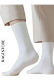 6'lı Beyaz Tenis Düz Çorap