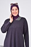 Kadın Büyük Beden Ay Yaka Anne Elbise Uzun Tesettür