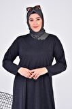 Kadın Büyük Beden Ay Yaka Anne Elbise Uzun Tesettür