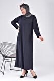 Kadın Büyük Beden Ay Yaka Anne Elbise Uzun Tesettür