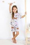 Kız Çocuk Pamuklu Penye Kumaş Şortlu Pijama Takımı 