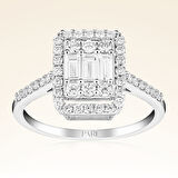 0,78 Karat Kolu Taşlı Baget Pırlanta Yüzük 