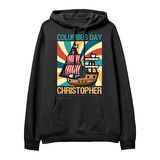 Christopher  Baskılı Siyah Hoodie