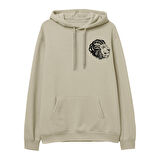 Lion  Baskılı Krem Hoodie